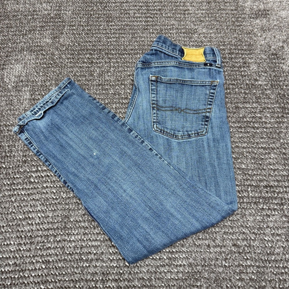 Lucky Brand Mens 221 Straight Jeans 36x32‎ Blue Denim Distressed Stretch